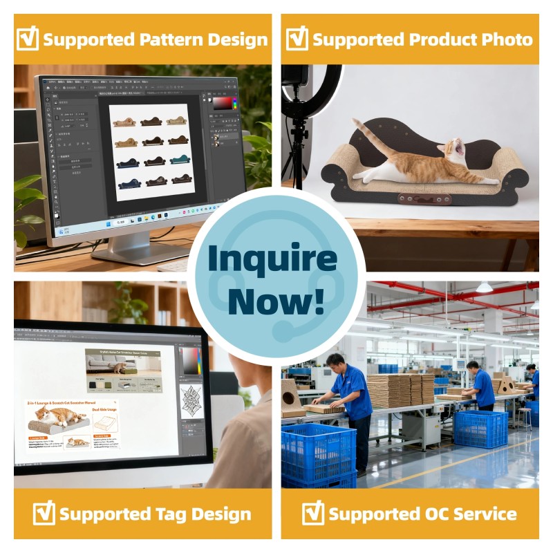 2025 Sustainable Eco Friendly Multifunctional Corrugated Cat Toy Cat Supplies Customization Cat Scratching Board with Indoor