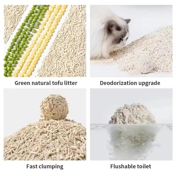 Natural Eco Friendly Biodegradable Low Dust Clumping Flushable Plant Starch Broken Crushed Millet Tofu Cat Sand Cat Litter