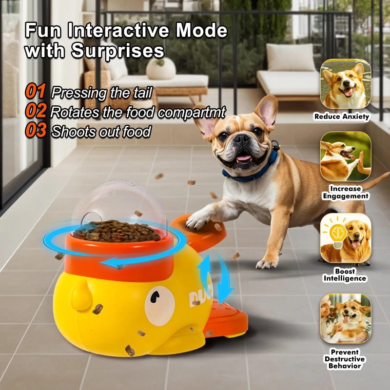 ZMaker New Yellow Duck Shaped 2-in-1 Dog Slow Feeder Puzzle Toy Dog Interactive Treat Dispenser Toy Slow Feeder Toy