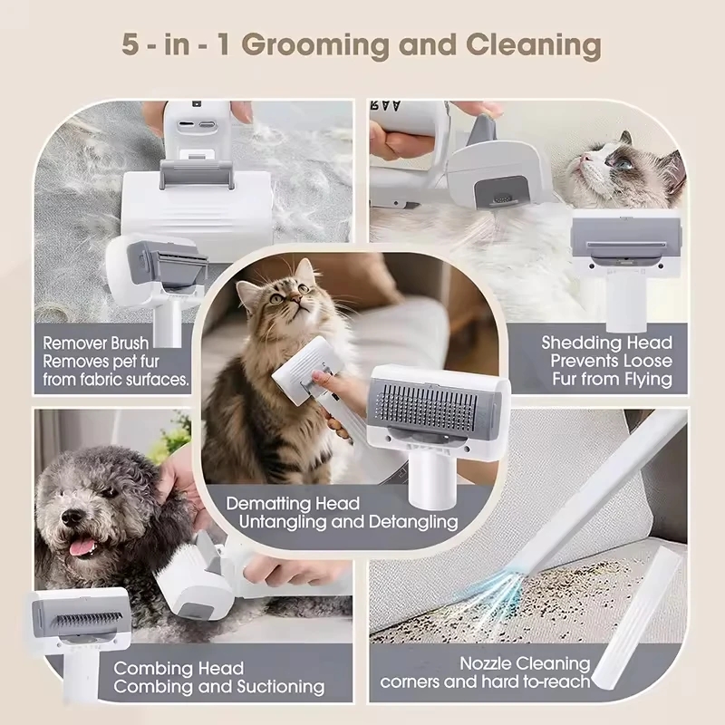 Wireless Portable Electric Dog Pet Brushes Comb Grooming Hair Removal Vacuum Cleaner Dog Vacuum Grooming Dog Grooming Vacuum Kit
