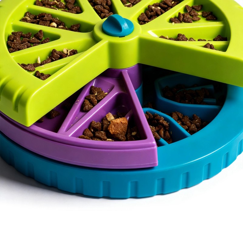 Three-layer Durable Plastic Rotating Dog & Cat Puzzle Slow Feeder Food Bowl Toy with Automatic Lick Plate for Pet Slow Eating