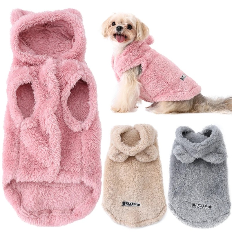 Autumn Winter Dog Clothes For Small Medium Dogs Warm Plush Rabbit Ears Pet Coat Cute Soft Puppy Sphynx Cat Chihuahua Costume
