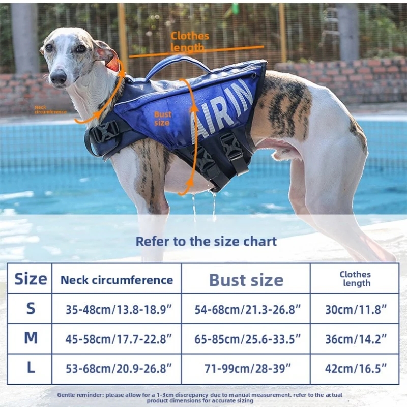 Dog Life Vest with Inflatable Airbag, Reflective Dog Life Jacket for Swimming Safety,Adjustable Pet Rescue Jacket,Red/Green/Blue